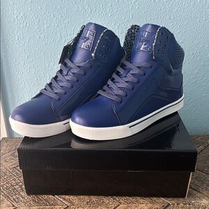 Pastry Blue High-Top Sneakers for women’s size.